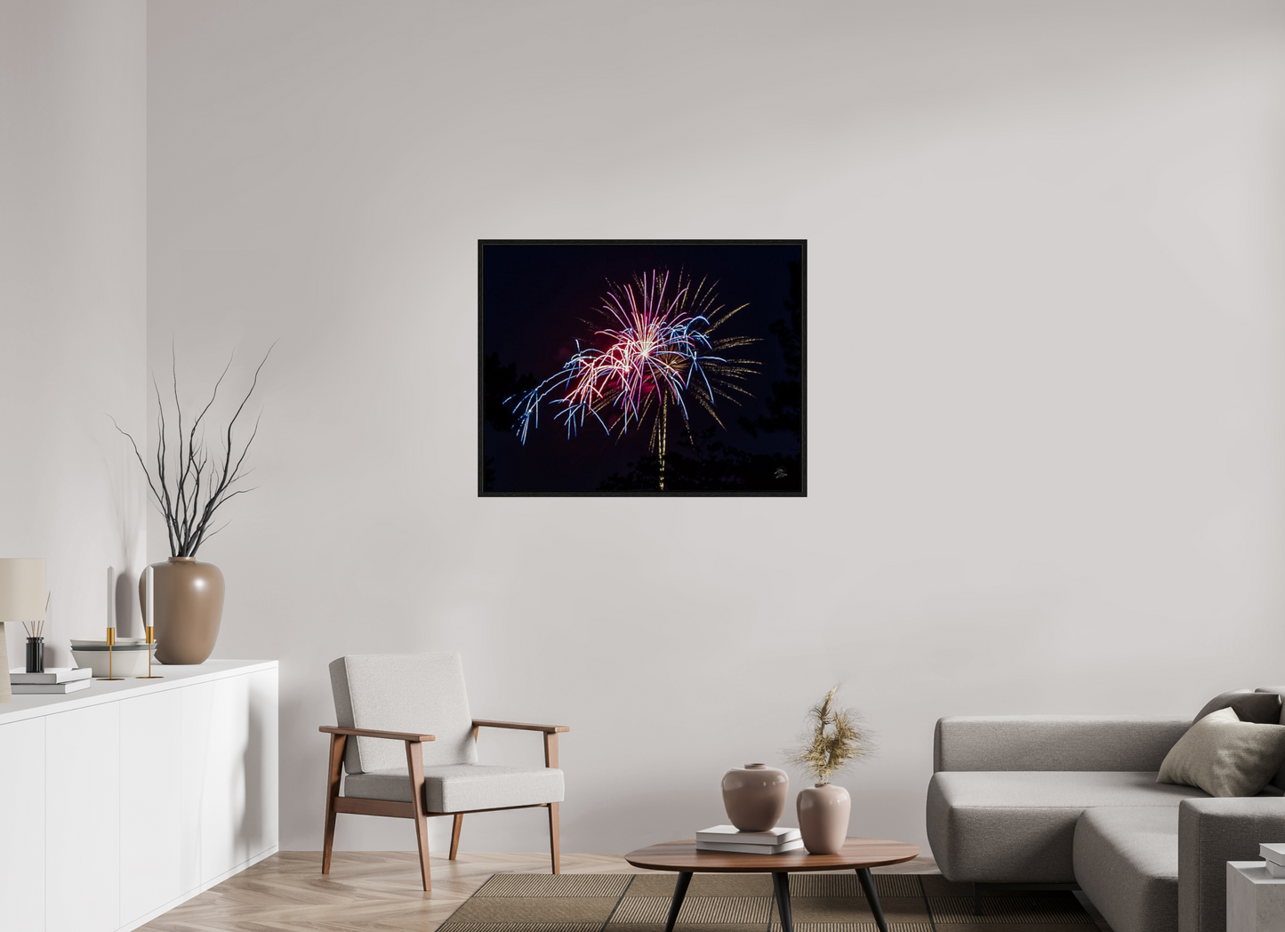 40.1 x 31″, Floater Frame Fireworks #1