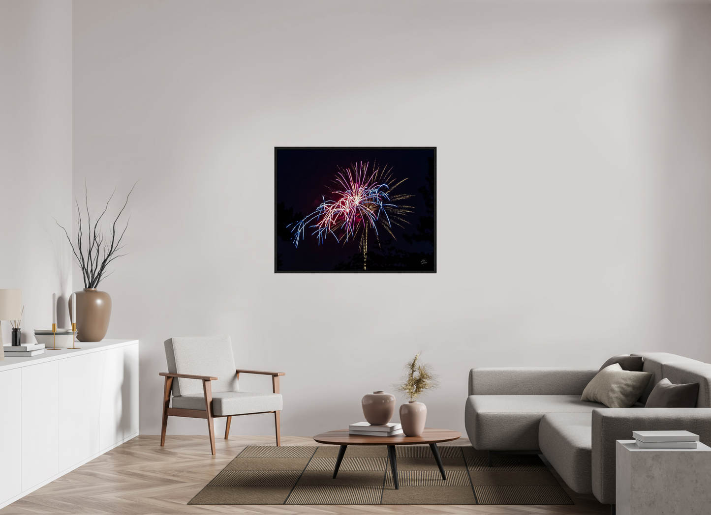 45.3 x 35″, Floater Frame Fireworks #1