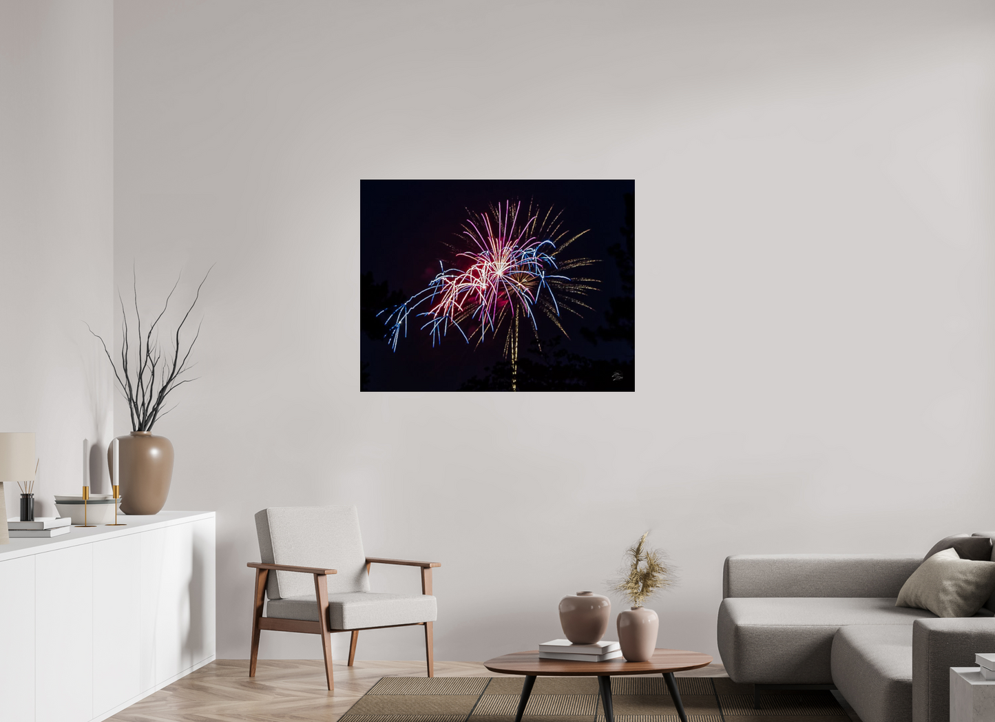 45.3 x 35″, Photo Print Under Acrylic Glass Fireworks #1