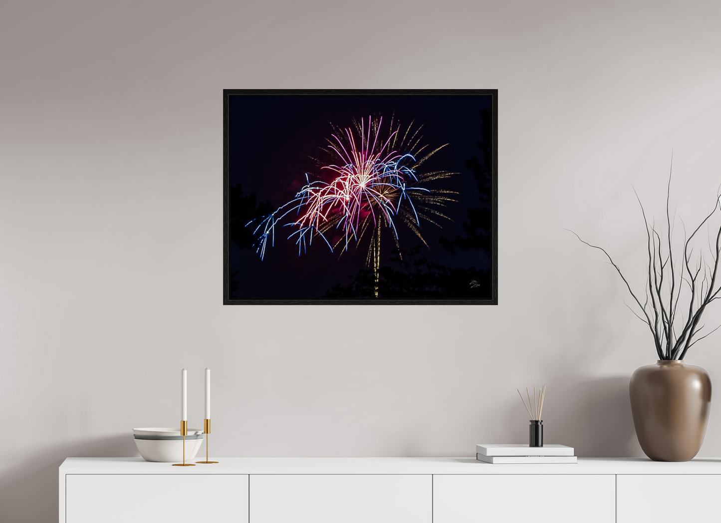 31 x 24″, Floater Frame Fireworks #1