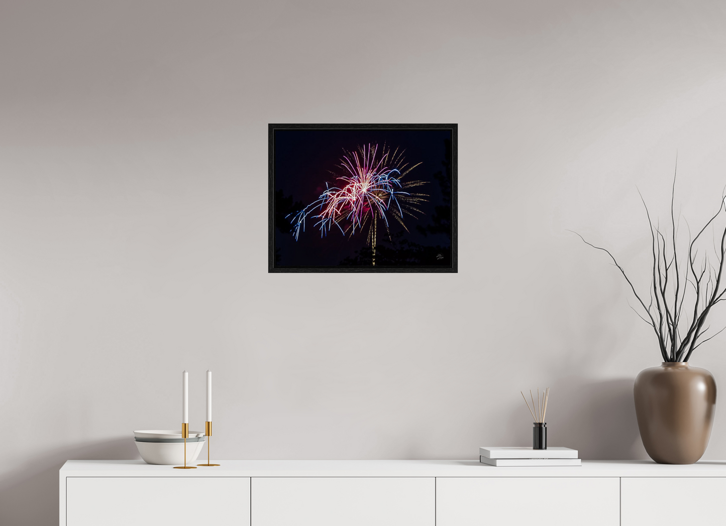 20.7 x 16″, Floater Frame Fireworks #1