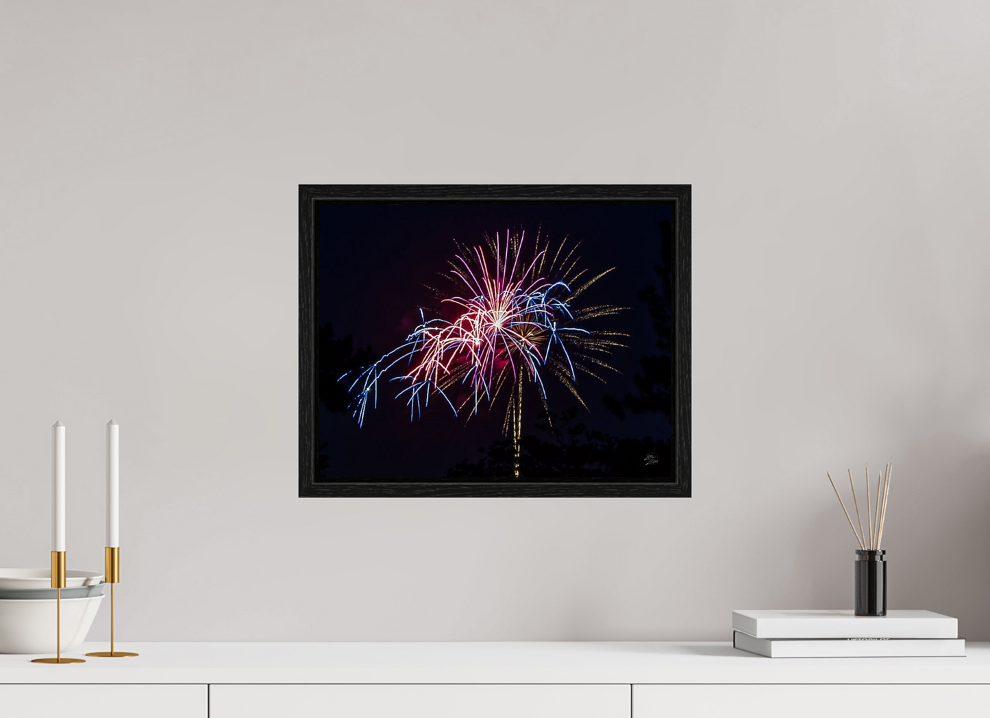 15.5 x 12″, Floater Frame Fireworks #1