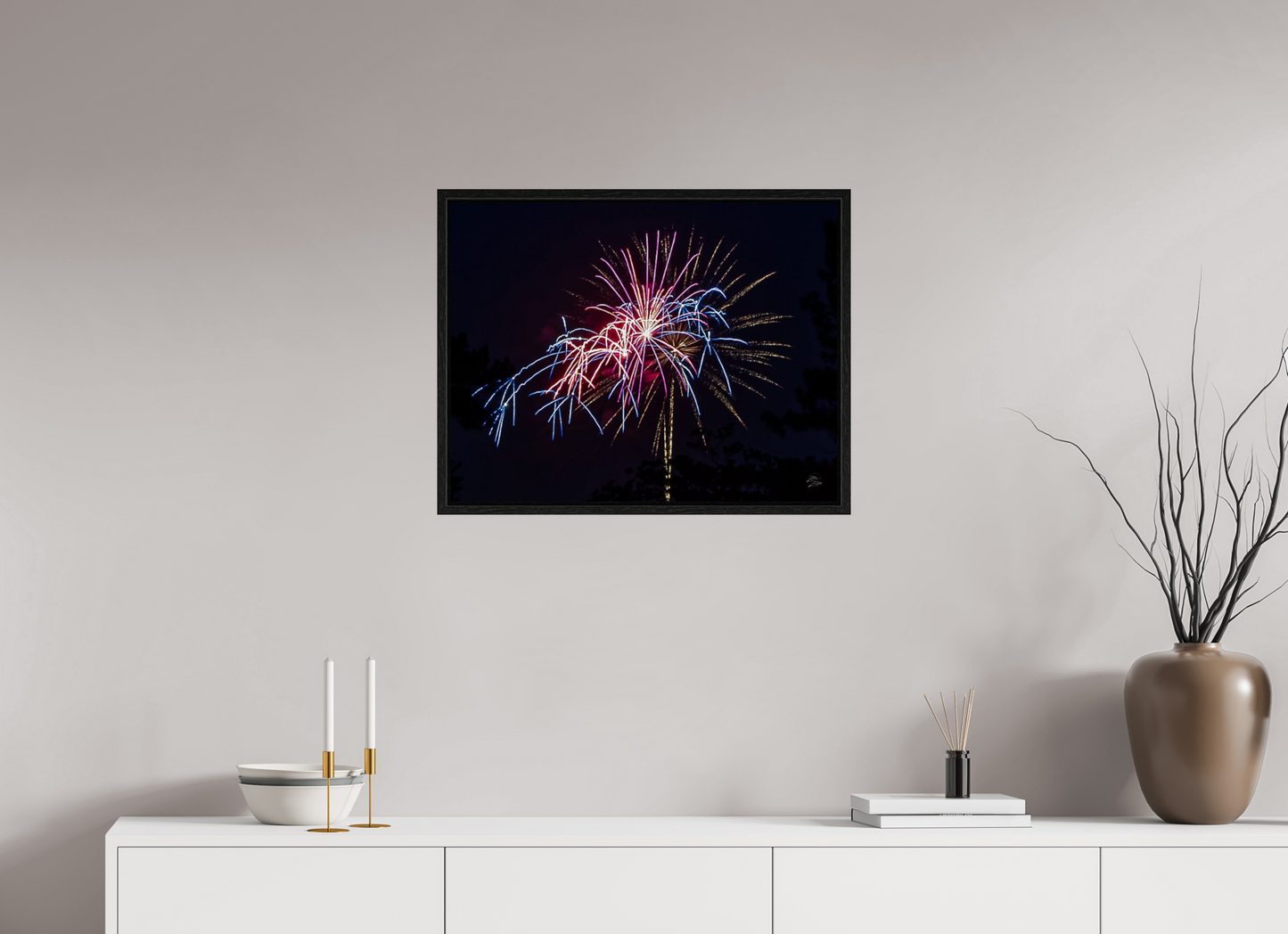 25.9 x 20″, Floater Frame Fireworks #1
